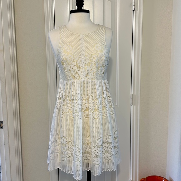 Free People White and Yellow Lace Dress - Picture 2 of 12